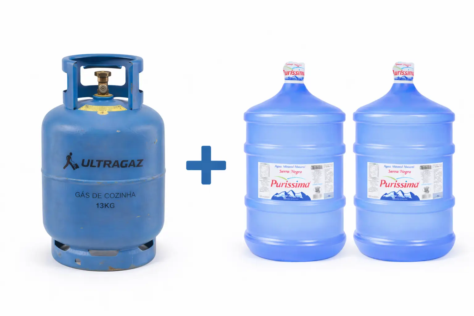 Botijão 13kg Ultragaz + 2x Água Puríssima 20L